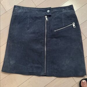 Bagatelle NYC Charcoal Suede Skirt with Button Detail